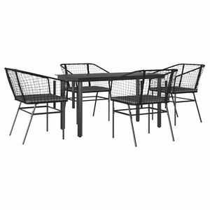 Set da pranzo da giardino nero e grigio scuro, 4 posti, in metallo, mobili da esterno contemporanei, resistenti alle intemperie - Product Image 2