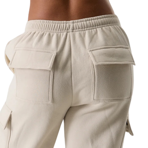 <b>Women's</b> <b>Beige</b> <b>Cargo</b> Sweatpants Relaxed Fit Soft Fleece Jogger Pants with Side <b>Cargo</b> Pockets Casual Training Activewear - Product Image 4