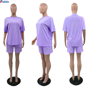 Conjuntos Personalizados de 2 Piezas para Mujer, Conjunto de Pantalones Cortos de Punto, Cuello Redondo, Manga Tres Cuartos, Color Negro Sólido, Estilo Casual Holgado, Ropa de Primavera/Verano - Product Image 2