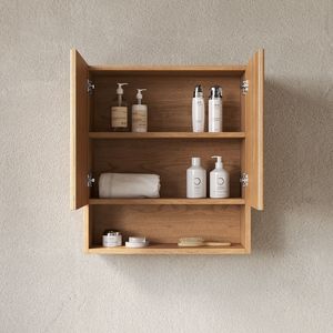 TOBI 26\" <b>Wall</b> <b>Mounted</b> Striped Bathroom <b>Cabinet</b> with Doors Open Storage Compartment & Shelf Over Toilet Furniture Compartment - Product Image 2