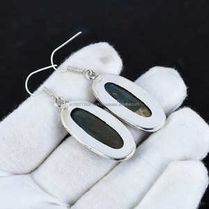 Boucle d'oreille en argent sterling 925 belle pierre précieuse Cabochon pierre boucle d'oreille anniversaire boucle d'oreille cadeau pour elle pour les femmes - Product Image 3