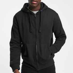 Sudadera con Capucha y Cierre para Hombre, Color Gris Sólido, Algodón French Terry, Corte Regular Informal, para Otoño - Product Image 4