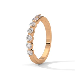 Anillo de boda de oro rosa con diamantes cultivados en laboratorio, joyería fina, anillo apilable de aniversario para mujer, elegante y minimalista para uso diario. - Product Image 2