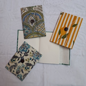 Channi Textiles Custom Cotton Fabric Cover Spiral Bound Handmade Paper Button Tie Closure Travel <b>Notepad</b> Journal Set 50 Sheets - Product Image 1