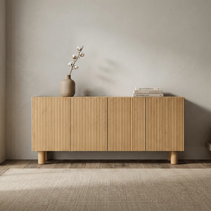 Cómoda Ravel de Madera de Teca Sólida con Acabado Natural Orgánico, Estilo Contemporáneo, Ecológica y Duradera para Dormitorio, Sala de Estar o Almacén - Product Image 3