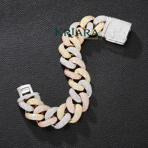 Pulsera de Cadena Cubana para Hombre, Chapada en Oro 925, con Moissanita de Corte Brillante Redondo, Microincrustaciones, Estilo Hiphop, para Uso Diario - Product Image 3
