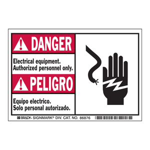 Étiquettes bilingues de danger et de danger électrique pour équipements, adhésif durable pour personnel autorisé - Product Image 1