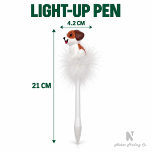 LED light-up Dog Shape <b>Feather</b> Ballpoint Pen 0.7mm Office School Use <b>Black</b> Ink Animal Design - Product Image 2