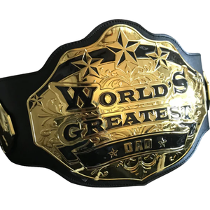 Ceinture de champion du monde pour le meilleur papa, qualité supérieure, cuir noir avec détails dorés, cadeau idéal pour la fête des pères - Product Image 2