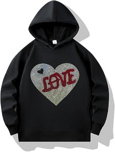 Sweat-shirt à capuche unisexe noir avec motif cœur en strass, vêtement décontracté d'automne, coupe classique, pull en tricot - Product Image 1