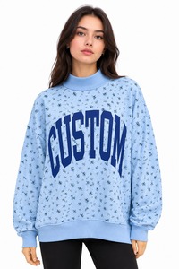 Sweat-shirt ample à col montant pour femme en molleton brossé doux, style urbain tendance, vente en gros - Product Image 5