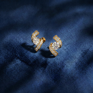 Boucles d'oreilles de luxe en diamant de laboratoire de 1,76 carat, taille ronde, or massif 14 carats, légères, bijoux de mode uniques - Product Image 1
