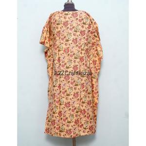 Caftán Maxi 100% Hecho a Mano en Algodón con Estampado Indio para Mujer, Ecológico, Cintura Natural, Corte Regular, Ropa Casual de Verano y Primavera - Product Image 5