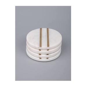 Ensemble de sous-verres en marbre en promotion avec tapis en pierre naturelle pour tasses à café et verres à vin, idéal pour la maison moderne, la cuisine et la table à manger - Product Image 1