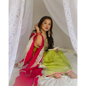 Conjunto de Top y Pantalones Plazzo con Dupatta para Fiesta, con Bordado, para Mujer - Product Image 2