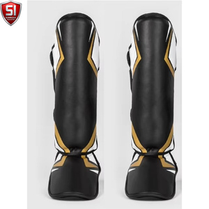 Protège-tibias de boxe pour entraînement de combat, protection de la cheville et du cou-de-pied, chauffe-jambes MMA Muay Thai, protège-tibias légers en PU - Product Image 1