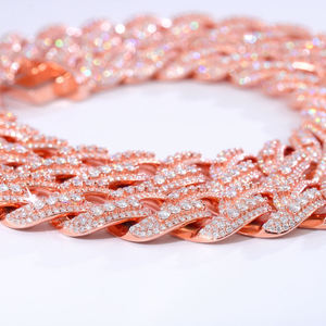 Luxury Rose Gold Iced Out Cuban Link Hip Hop Chain <b>Statement</b> <b>Necklace</b> for Men Women Premium Fashion Jewelry Style - Product Image 1