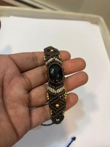 Collier ras du cou papillon en macramé marron fait main avec cabochon en labradorite bleue et perles dorées, bijoux bohèmes unisexes pour festival - Product Image 4