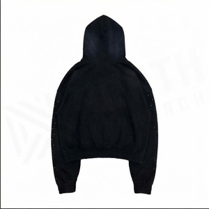 Sudadera con Capucha Oversize Gótica con Cremallera para Hombre, de Algodón Tejido, Largo Corto, Diseño con Estampado Frontal, Estilo Otoñal - Product Image 2