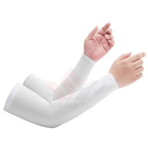 Mangas de compresión unisex blancas de poliéster y elastano, protección solar anti-UV, para ciclismo al aire libre, deportes, enfriamiento con hielo, transpirables, para adultos, 120g - Product Image 2