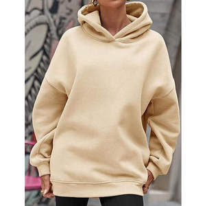 Men Oversized Hooded Pullover Sweatshirt Solid Color Cotton Fleece Regular Sleeve Autumn Casual Wear - Product Image 3
