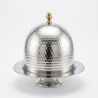 Support à gâteau classique en acier miroir SS304 fait main, durable, 26 cm, cloche alimentaire sécurisée, dôme martelé, décoration pour la maison, hôtels, mariages, table