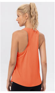 Camiseta sin mangas acanalada para mujer, cuello redondo, color liso, transpirable, ajuste holgado, para todas las estaciones, naranja, poliéster - Product Image 6