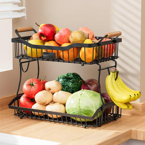 Panier de rangement moderne pour comptoir, idéal pour fruits, légumes, pommes de terre, oignons, ail, tomates, produits frais et pain - Product Image 5