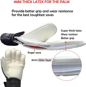 ถุงมือผู้รักษาประตูมืออาชีพรุ่นใหม่ พร้อมอุปกรณ์ป้องกันนิ้วมือ สำหรับผู้ใหญ่และเด็ก ถุงมือผู้รักษาประตูแบบหนา ทำจากยางลาเท็กซ์เนื้อเรียบ สำหรับฝึกซ้อมฟุตบอล - Product Image 5