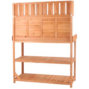 Panca da Giardino Rustica Grande da 65 Pollici, Stile Fattoria, con 4 Ripiani Portaoggetti per Patio e Giardino - Product Image 3