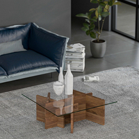 Haut en verre trempé trempé de rectangle foncé rond de meubles modernes pour la table basse