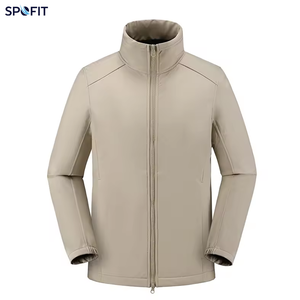 SPOFIT Chaqueta de forro polar para hombre, cuello alto, cremallera completa, deportiva, color gris oscuro, manga larga - Product Image 2