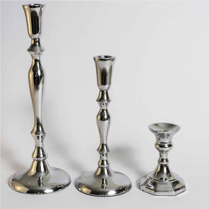 Luxury <b>Silver</b> Metal Pillar Candle Holder Set Elegant Wedding Table Centerpiece Decorative Antique Votive <b>Candlestick</b> Wholesale - Product Image 4