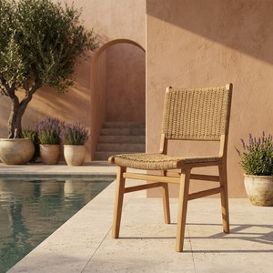 Commercial Teak Wood Waterproof Dining <b>Chair</b> for Hotel Resort Restaurant Outdoor Hospitality Projects Woven Rope Seating - Product Image 2