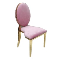 Fauteuil d'Hôtel Empilable Haut de Gamme Dominateur en Velours et Cuir PU Doré, Dossier Rond, en Acier Inoxydable – Chaises de Banquet, Événement et Mariage