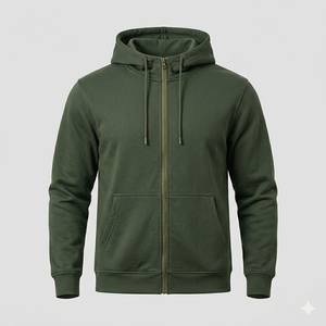 Ensemble survêtement d'été personnalisé pour homme, coupe-vent à capuche vert olive, couleur unie, sportif, séchage rapide, en polyester tricoté, vente en gros - Product Image 2