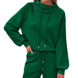 Custtom Women's Tracksuit Fashion Solid Color Front Design Custom Cotton Fleece Winter Women's <b>Pullover</b> Tracksuit - Product Image 6