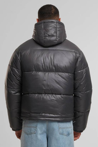 เสื้อแจ็คเก็ตพัฟเฟอร์ผู้ชายแบบมีฮู้ด ดีไซน์ใหม่ สีพื้น ผ้าแคนวาส ปักโลโก้ด้านหน้า กันน้ำ ระบายอากาศได้ดี เหมาะสำหรับใส่กลางแจ้งในฤดูหนาว สไตล์สตรีทแวร์ - Product Image 2