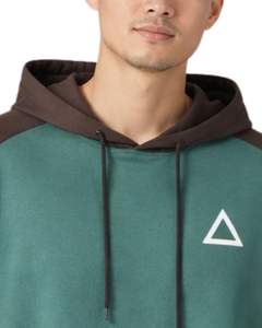 <b>Men</b> Short Sleeve Hoodie T <b>Shirt</b> Green <b>Brown</b> Color Block Casual Pullover Hooded Top With Logo Soft Cotton Blend Summer Wear - Product Image 4