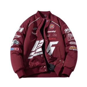 Blouson Bomber Homme Style Course Multi-Patch Brodé Lettres Vintage Streetwear Hip Hop Grande Taille Hiver - Product Image 4