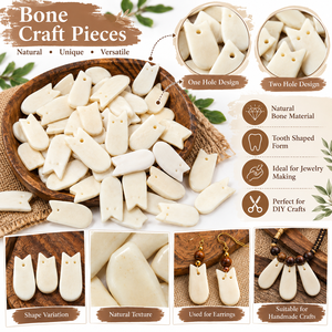 Piezas de Hueso en Forma de Diente de Alce, Colgantes de Uno y Dos Agujeros para Fabricación de Joyas, Suministros para Manualidades DIY - Product Image 6