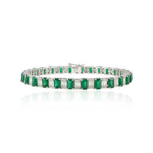18K Octagon Moissanite & Diamond Religious Statement Bangle Bracelet - Product Image 3