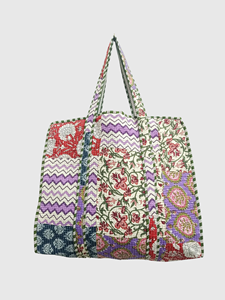 Sac fourre-tout en coton rayé vert avec doublure et poche intérieure, sac de shopping pour femmes - Product Image 3