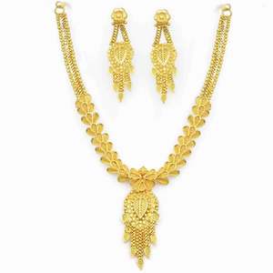 Juego de Collares Cortos y Pendientes con Diseño de Flores Chapados en Oro de 14K, 18K y 24K al por Mayor, Joyería de Moda para Mujer, Latón - Product Image 4