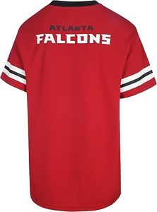 T-shirt rouge à col en V des Falcons d'Atlanta avec logo et manches rayées, style col en V, manches courtes - Product Image 3