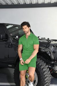 Conjunto de Camiseta Polo Casual de Manga Corta y Pantalones Cortos para Hombre, Conjunto de Dos Piezas para Verano, Conjunto Deportivo con Cierre para Hombre - Product Image 5