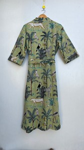 Bata de Baño Kimono de Algodón con Tejido Waffle y Estampado Floral para Spa y Descanso - Product Image 3