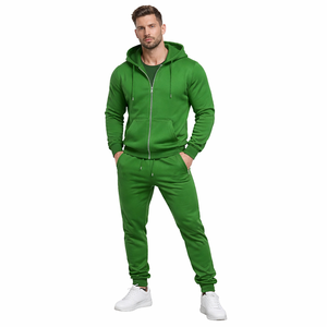 Ensemble de survêtement de sport pour homme, vert uni imprimé, sweat à capuche et pantalon de jogging en molleton respirant, vêtements de sport pour l'entraînement, logo personnalisé - Product Image 4