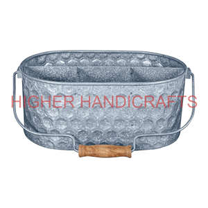 Seau de rangement de cuisine en fer galvanisé pour le comptoir, l'argenterie et le porte-ustensiles en métal. - Product Image 3