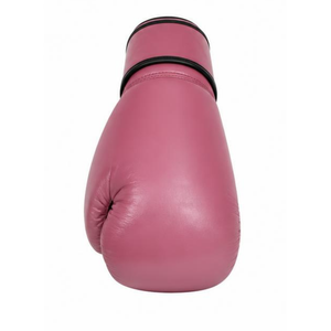 Gants de boxe pour l'entraînement et le sparring, en cuir PU rose poudré, avec bordure noire et fermeture Velcro à boucle et crochets. - Product Image 6